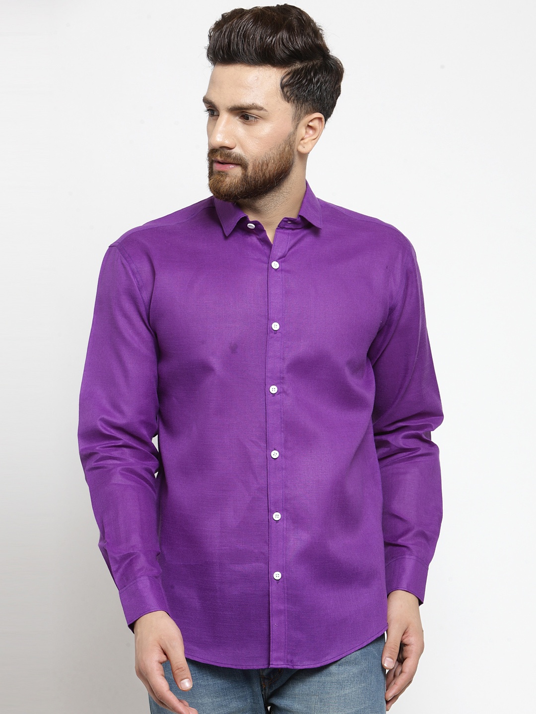 

JAINISH Men Purple Classic Slim Fit Solid Casual Shirt