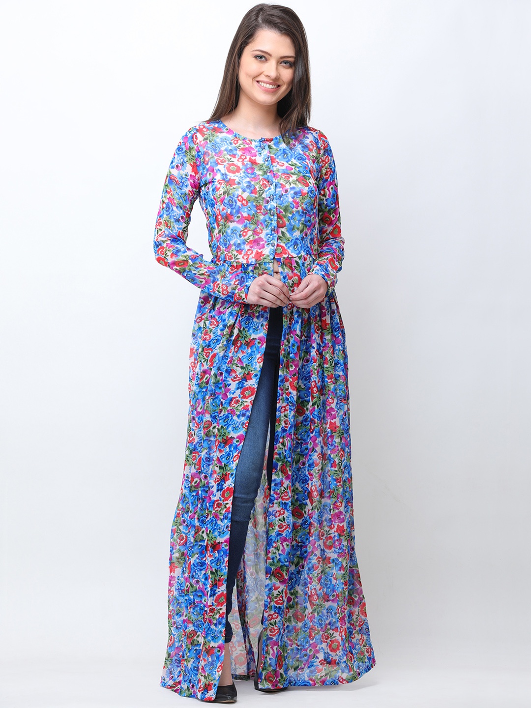 

Cation Printed Front Slit Tunic, Blue