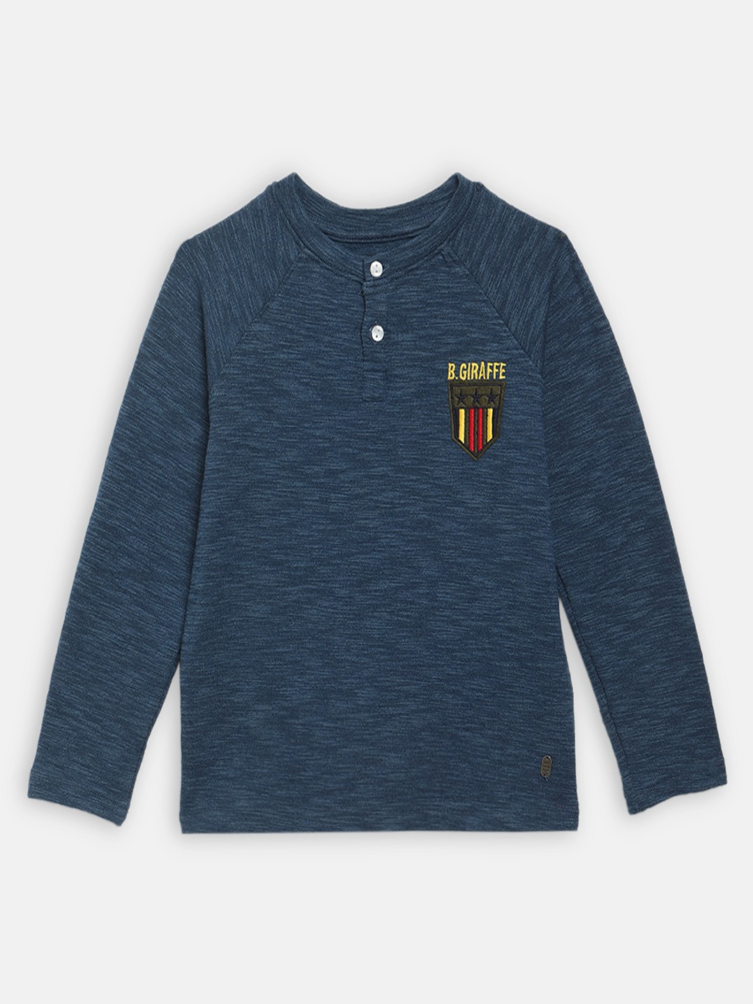 

Blue Giraffe Boys Blue Self Design Henley Neck T-shirt