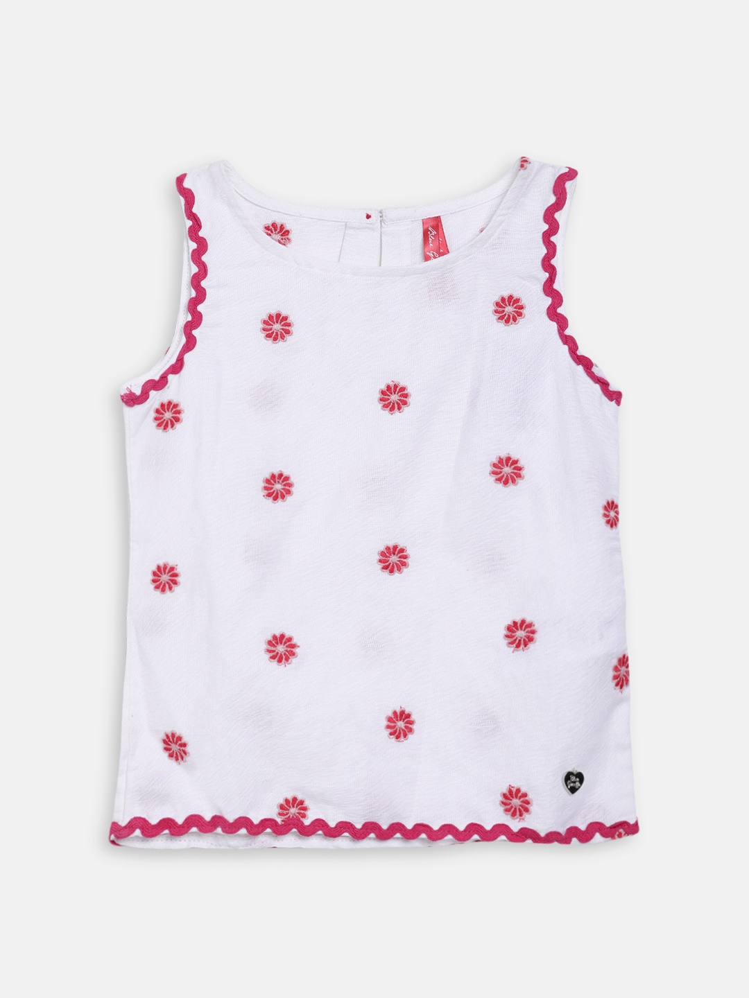 

Blue Giraffe Girls White Printed Top
