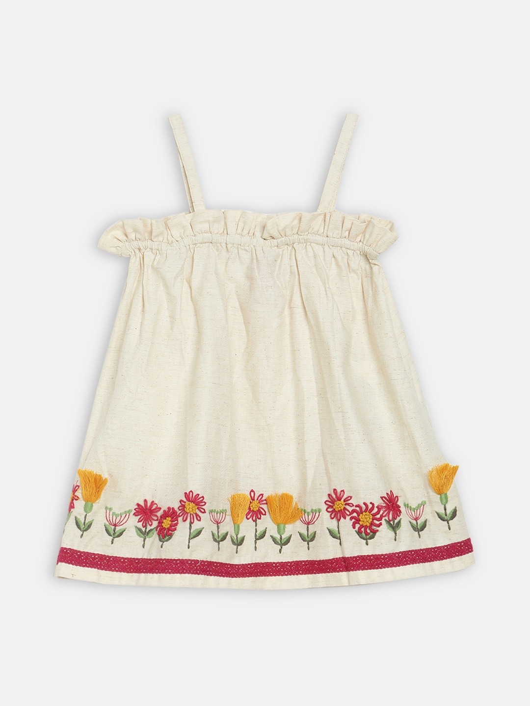 

Blue Giraffe Girls Cream-Coloured Printed A-Line Pure Cotton Top