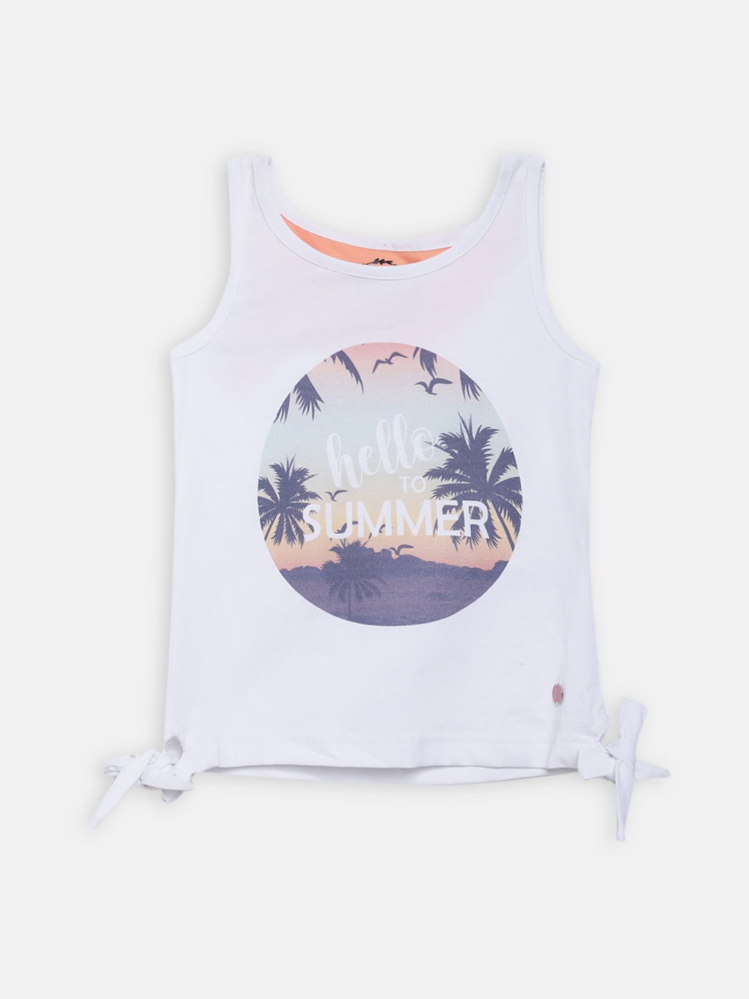

Blue Giraffe Girls White Printed Round Neck T-shirt