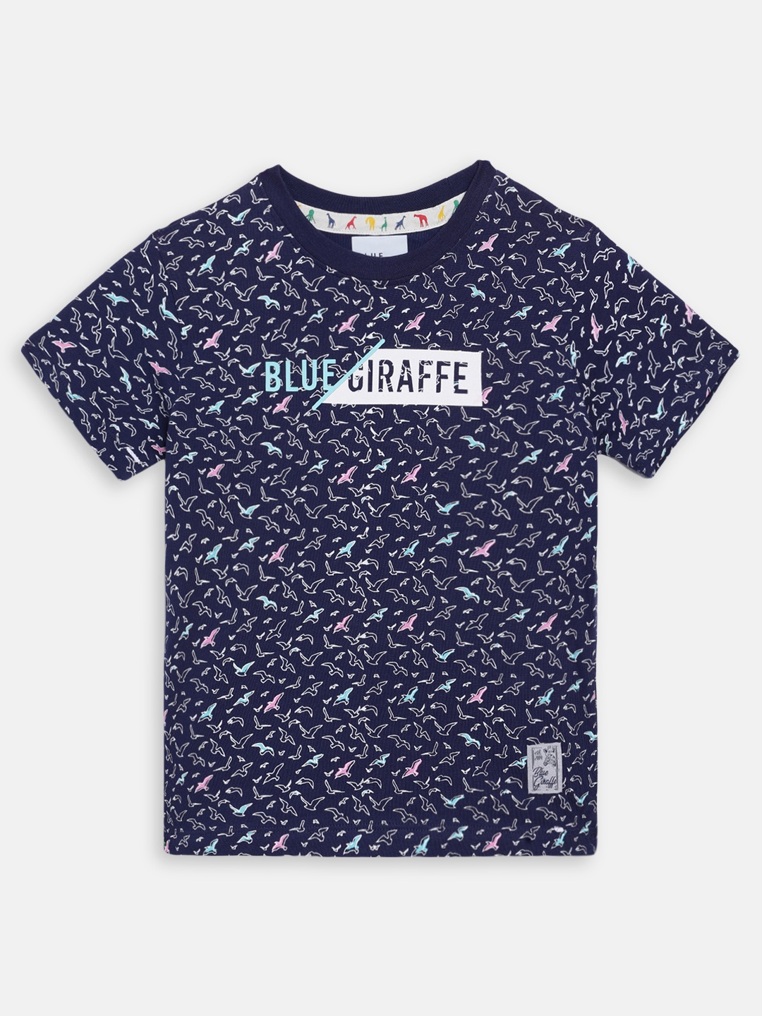 

Blue Giraffe Boys Navy Blue Printed Round Neck T-shirt