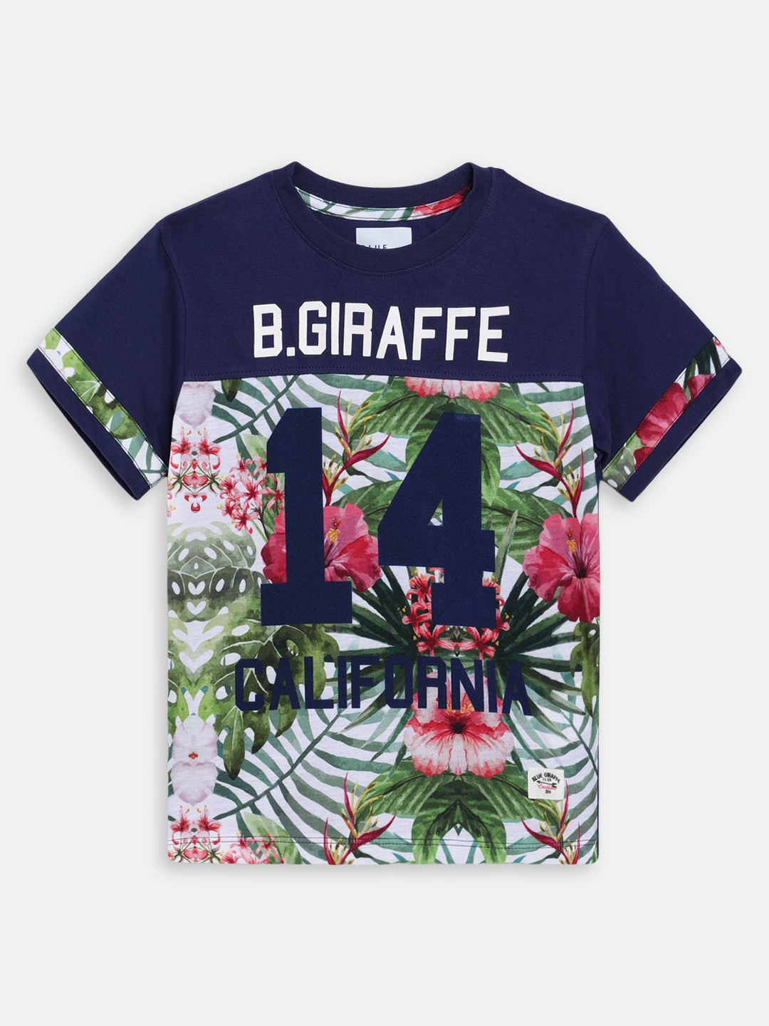 

Blue Giraffe Boys Navy Blue Printed Round Neck T-shirt