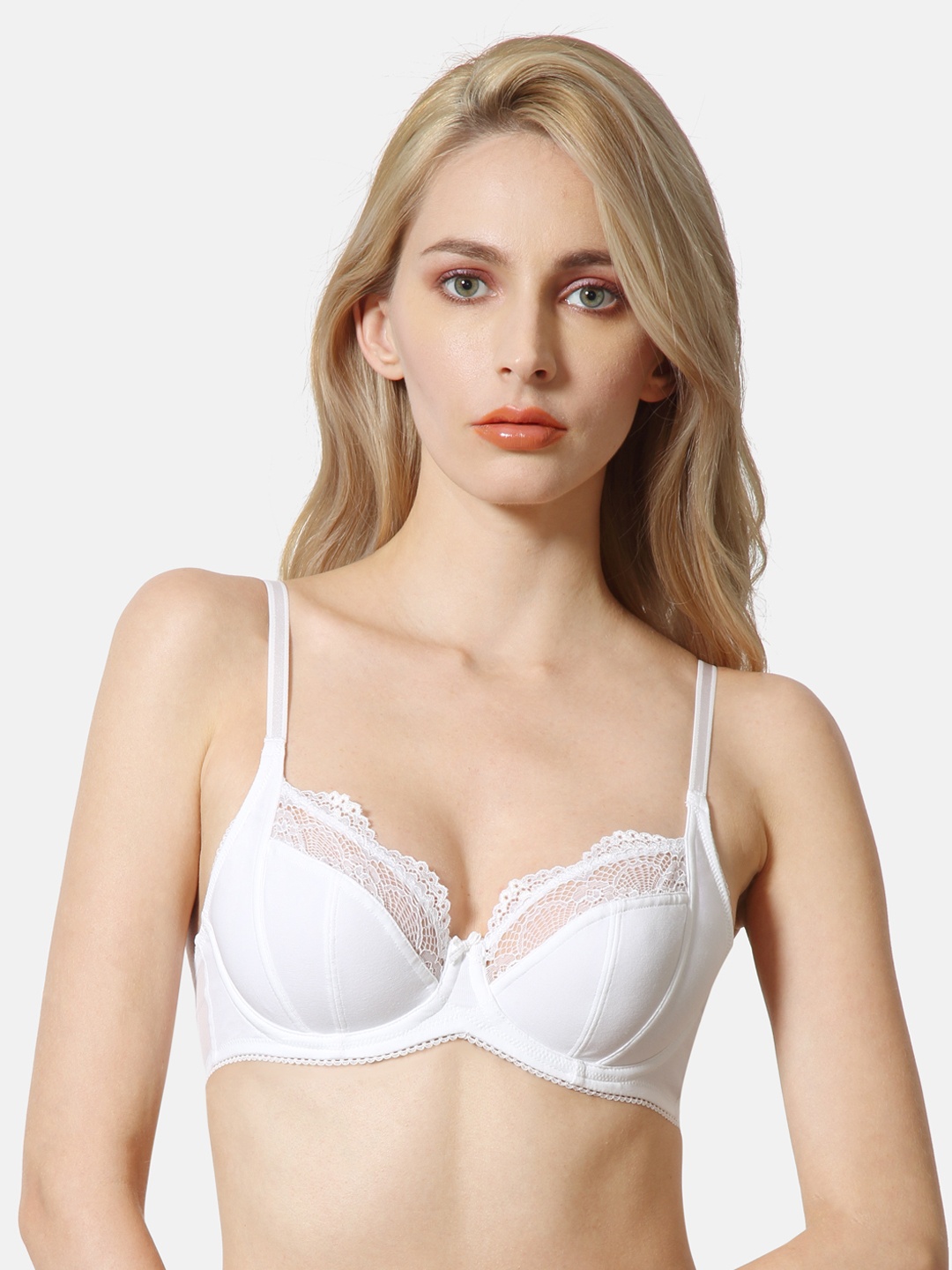 

Van Heusen Women White Wired Lace Antibacterial Non Padded Bra