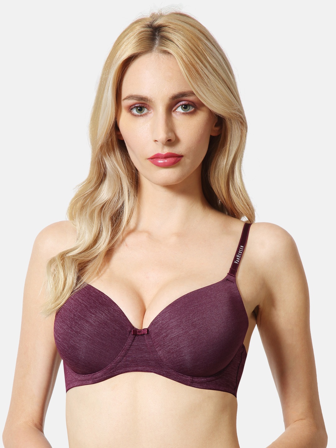 

Van Heusen Women Plush Back No Slip Strap Flexi Wire T-Shirt Bra, Burgundy