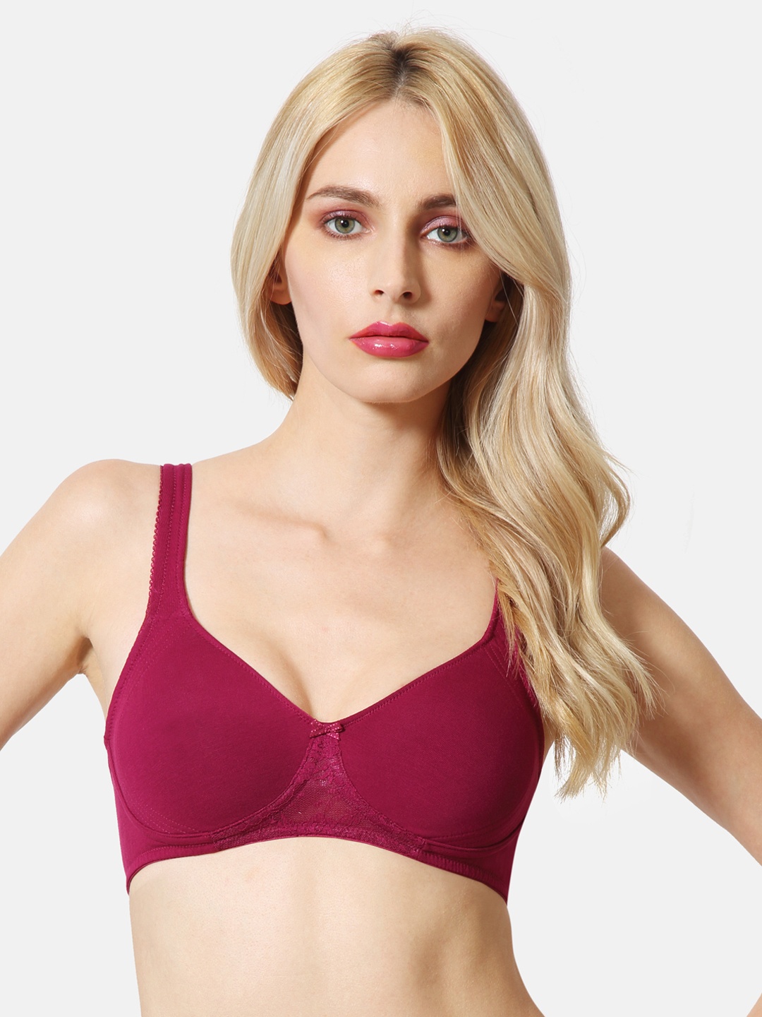 

Van Heusen Women Burgundy Solid Anti Bacterial Wireless Shaper Bra, Maroon