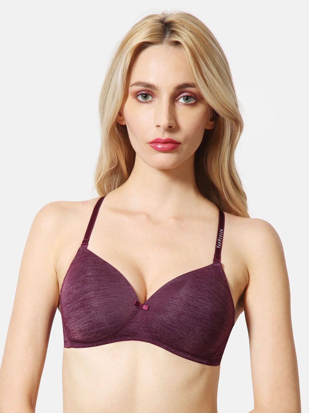 

Van Heusen Women Pickled Beet Plush Back No Slip Strap Wireless T-Shirt Bra, Purple
