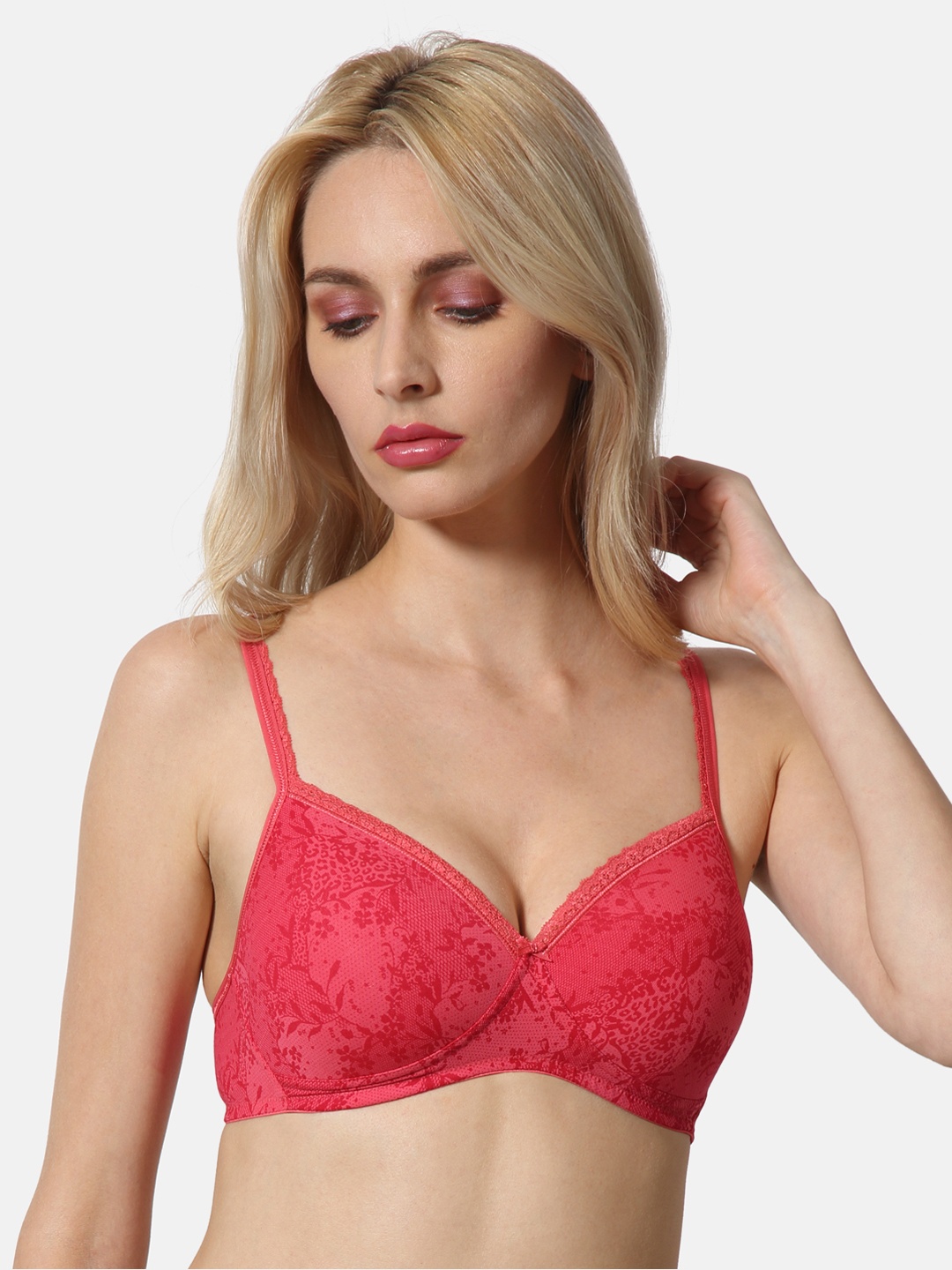 

Van Heusen Women Allover Print Breathable Perforated Cups Wireless Bra, Coral