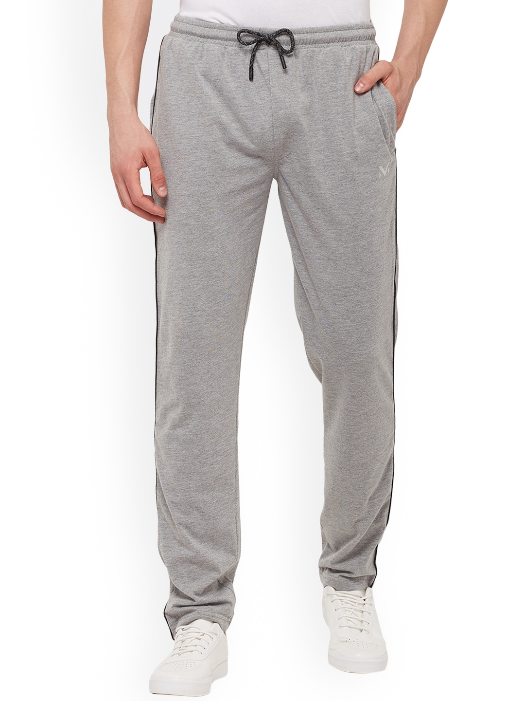 

VINENZIA Men Grey Melange Solid Straight-Fit Trackpants