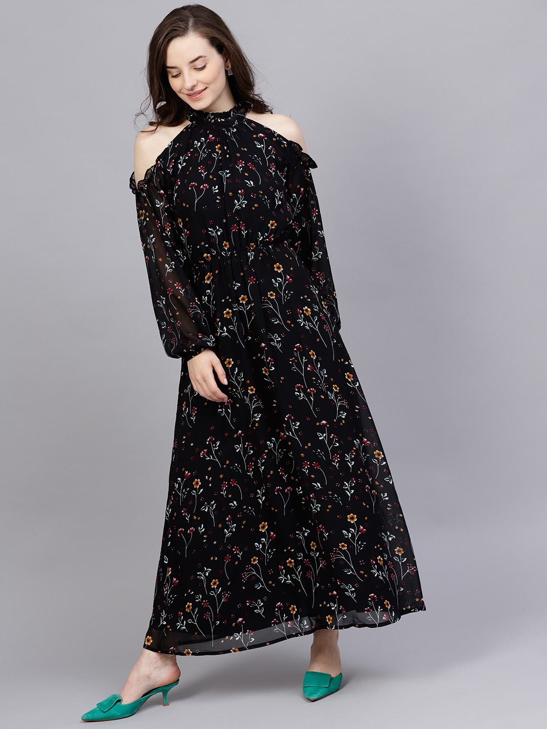 

STREET 9 Women Black Printed Maxi Dress