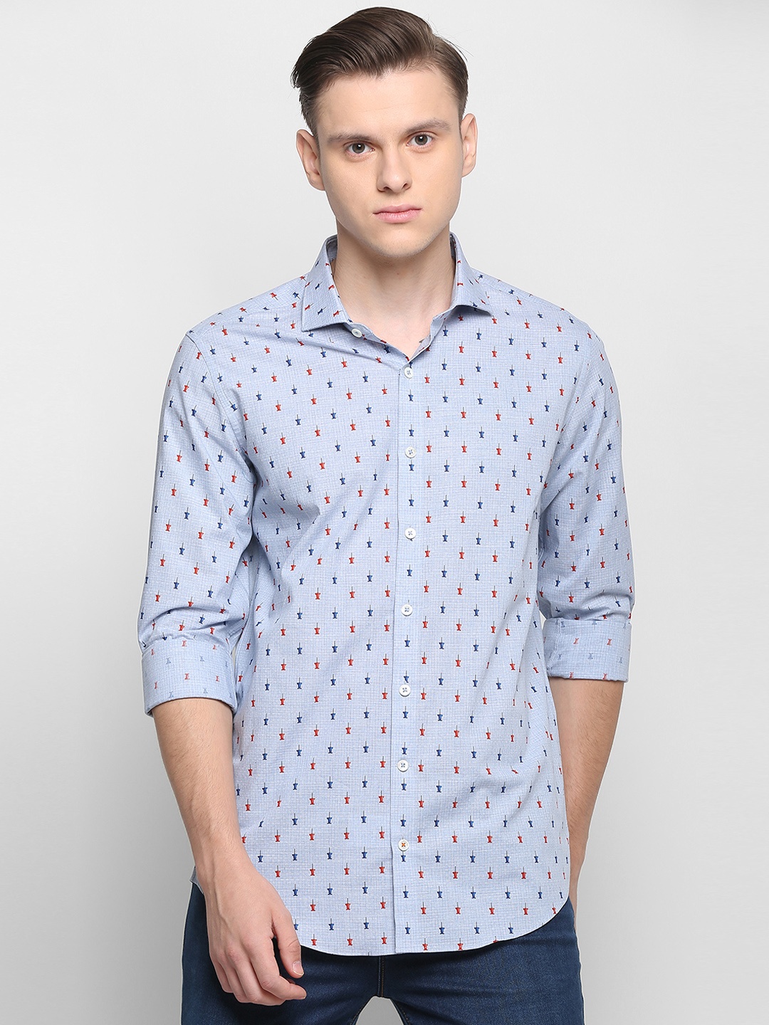 

SIMON CARTER LONDON Men Blue Slim Fit Printed Casual Shirt