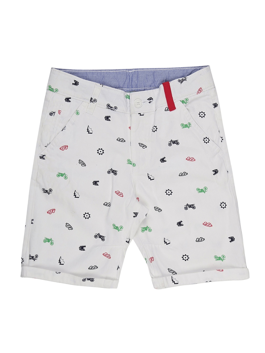 

Pantaloons Junior Boys Off-White Printed Regular Fit Regular Shorts