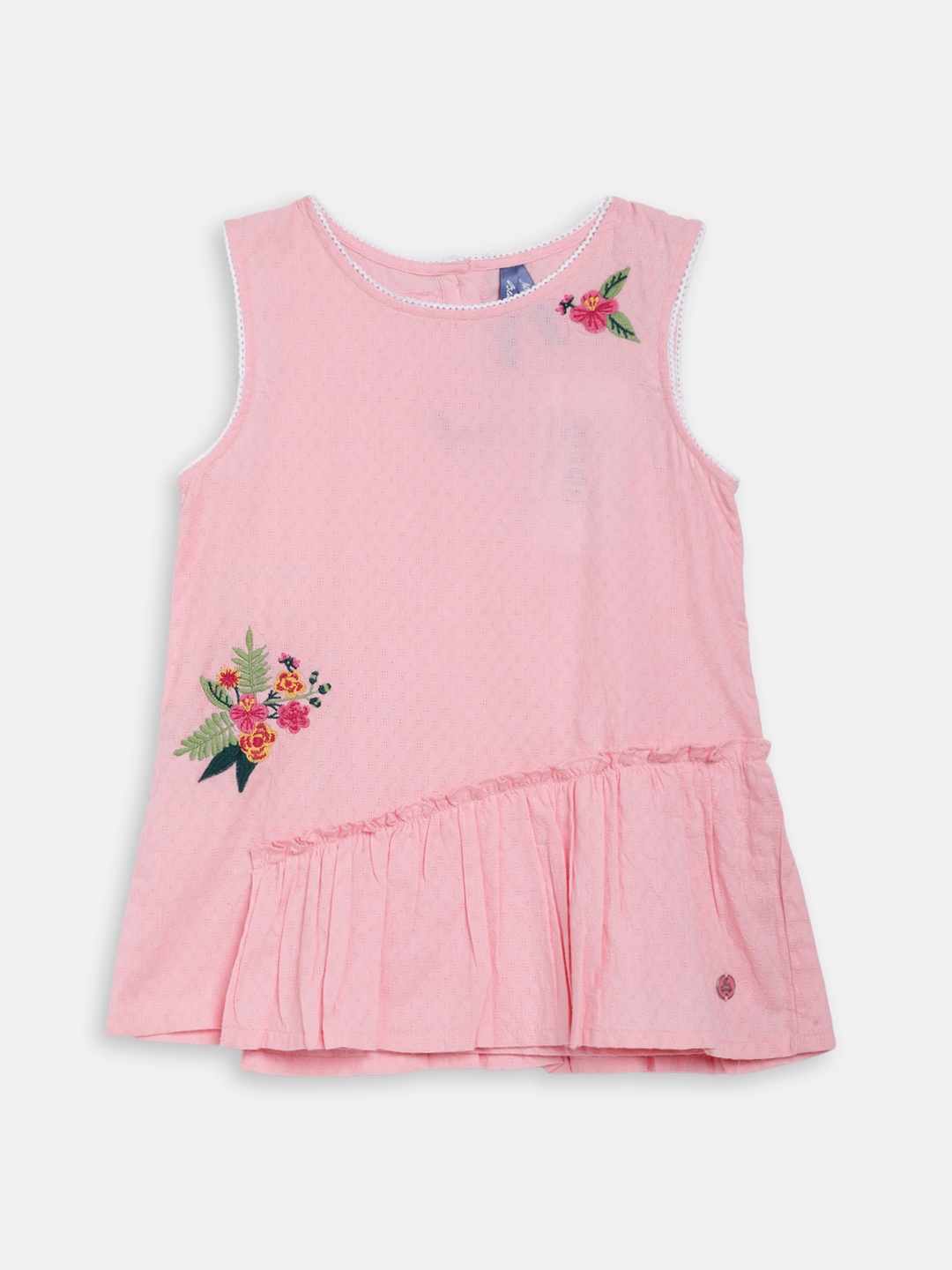 

Blue Giraffe Girls Pink Printed Pure Cotton Top