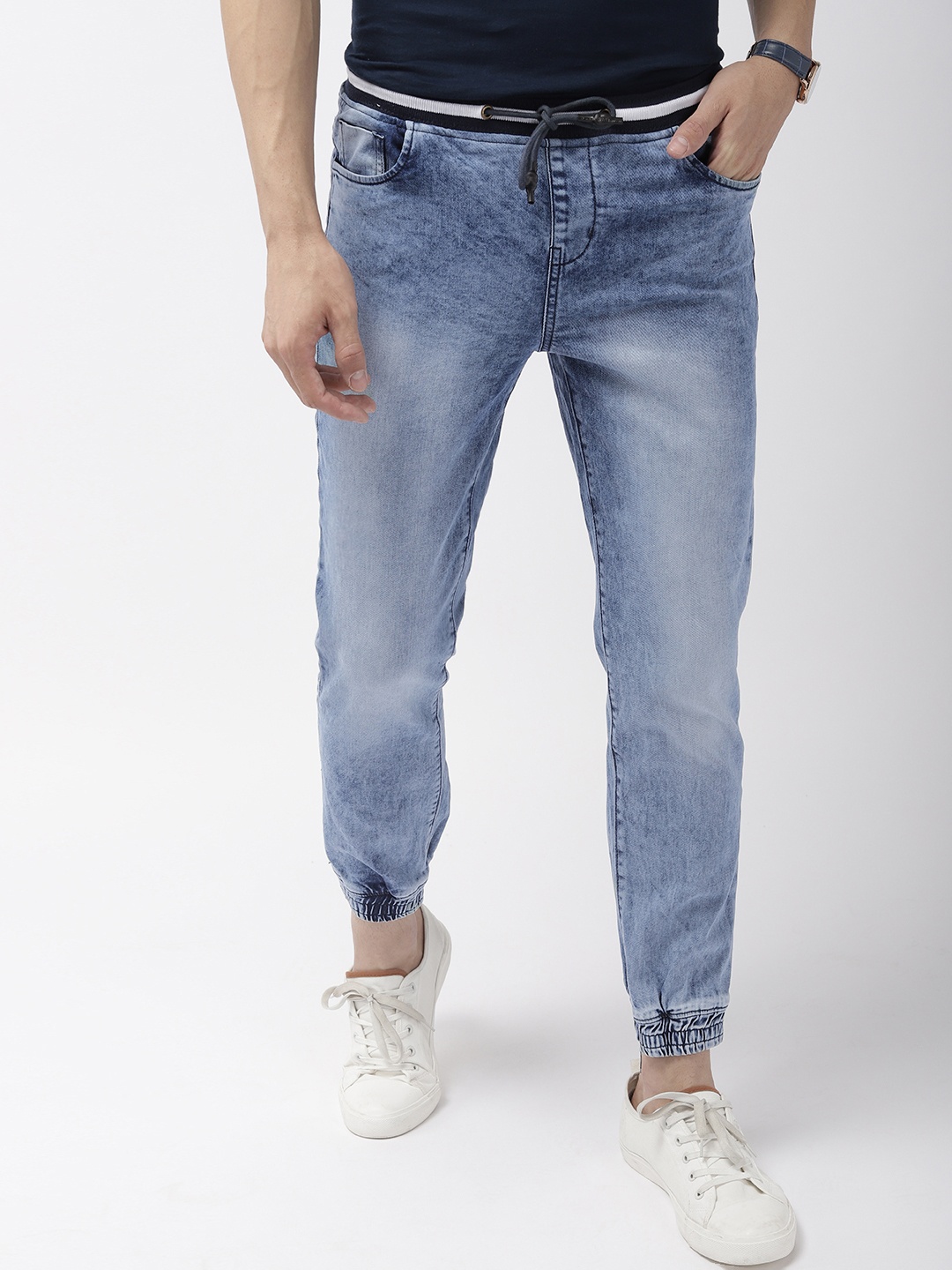 

Mast & Harbour Men Blue Slim Fit Mid-Rise Clean Look Stretchable Jogger