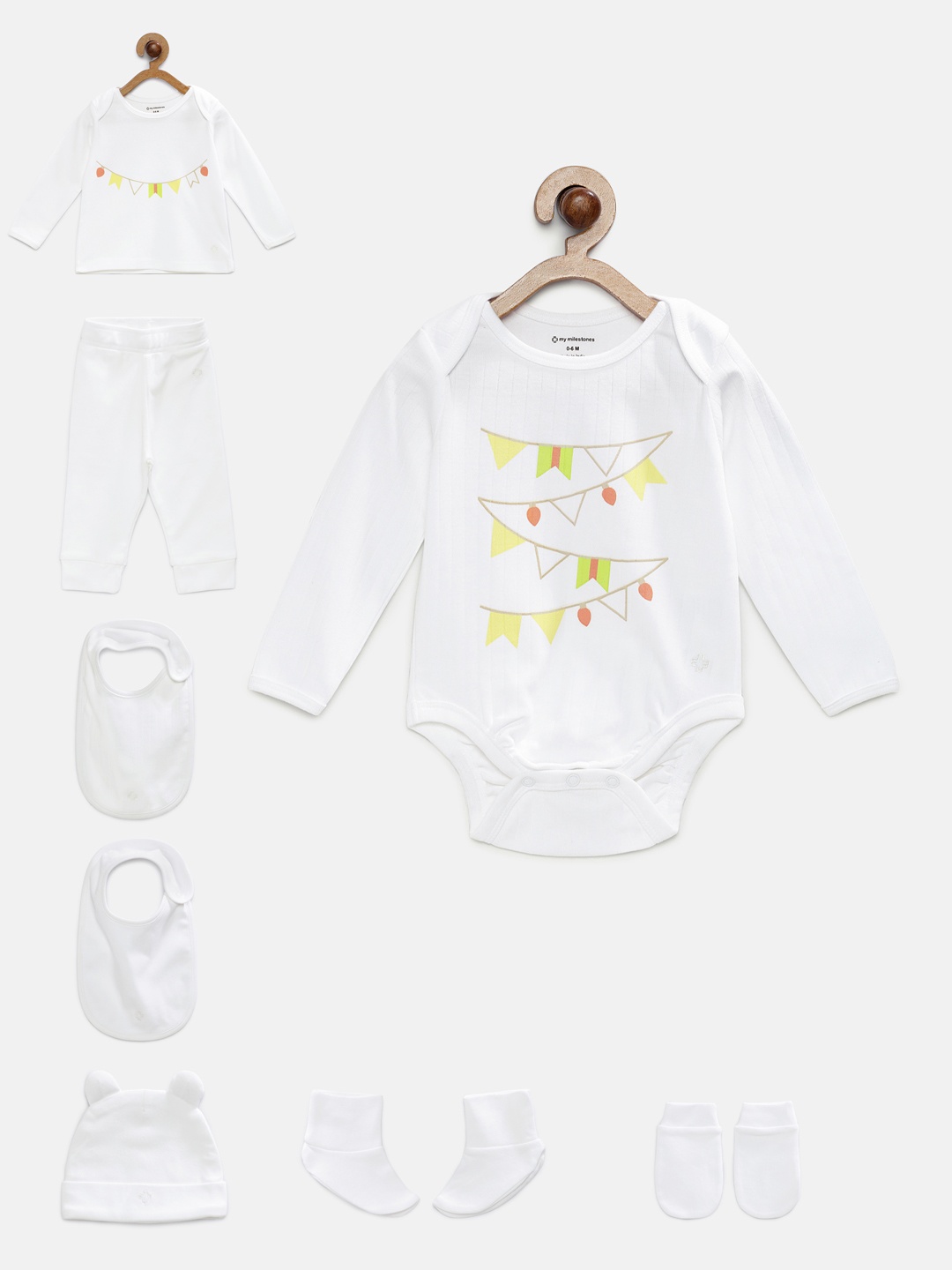 

My Milestones Unisex White Printed Clothing Gift Set