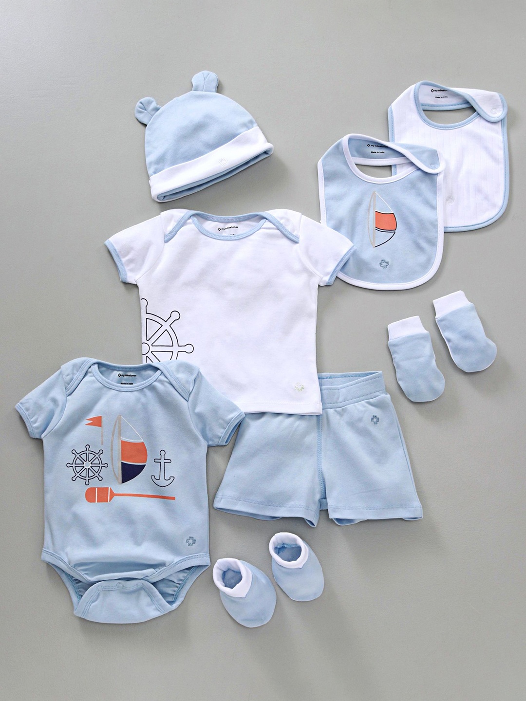 

My Milestones Unisex Blue Printed Clothing Gift Set