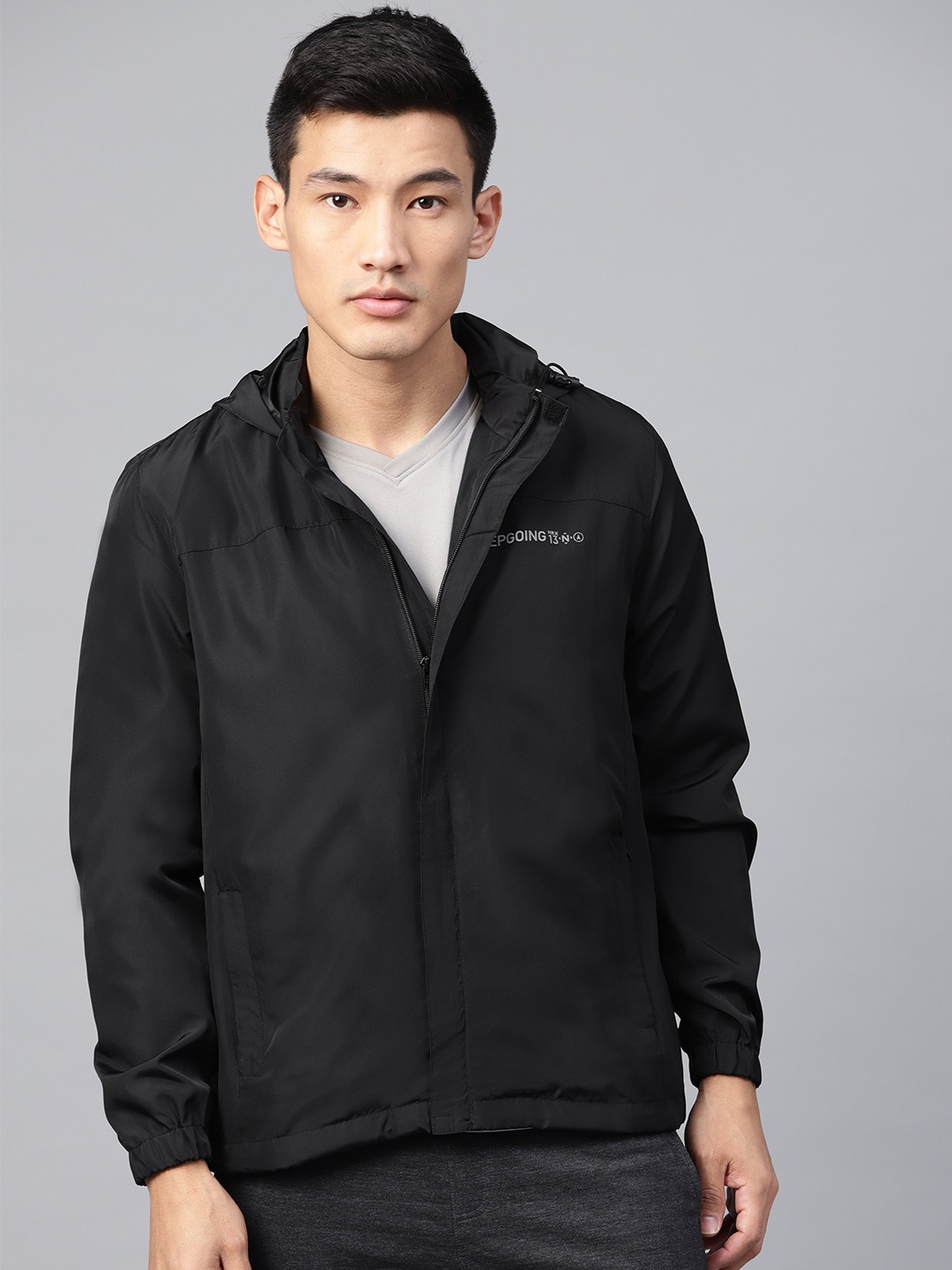 

HRX by Hrithik Roshan Men Black Outdoor Hooded Solid Jacket