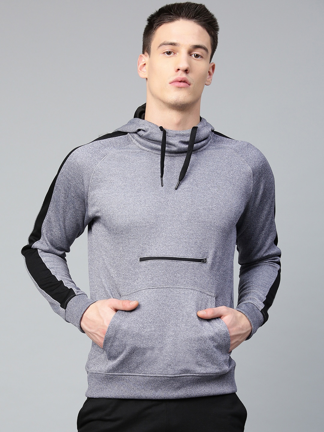 

HRX by Hrithik Roshan Men Training Rapid Dry Hooded Solid Sweatshirt, Grey melange