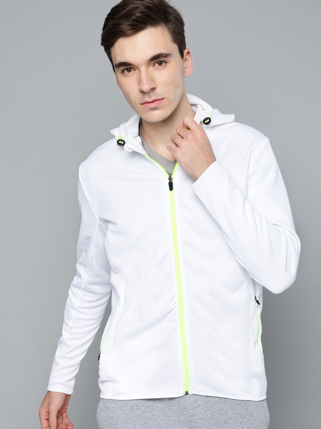 

HRX by Hrithik Roshan Men White Solid Training Rapid Dry Hooded Jacket