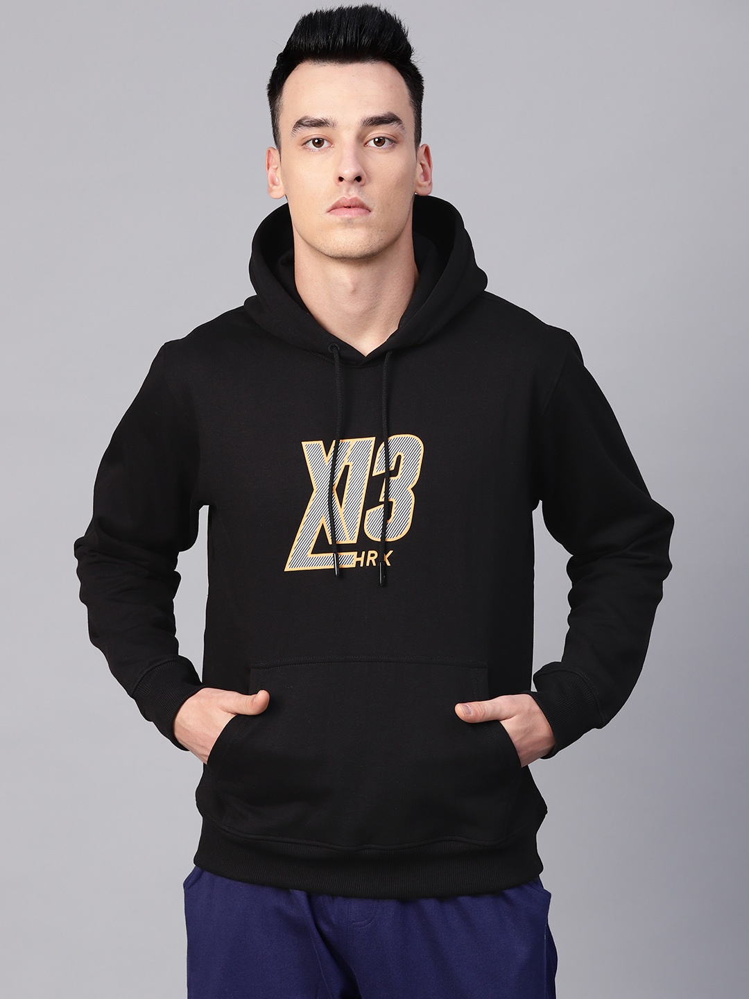 

HRX by Hrithik Roshan Men Black Lifestyle Hooded Printed Sweatshirt