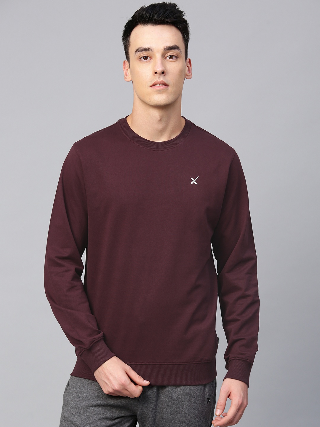 

HRX by Hrithik Roshan Men Burgundy Lifestyle Round Neck Solid Sweatshirts