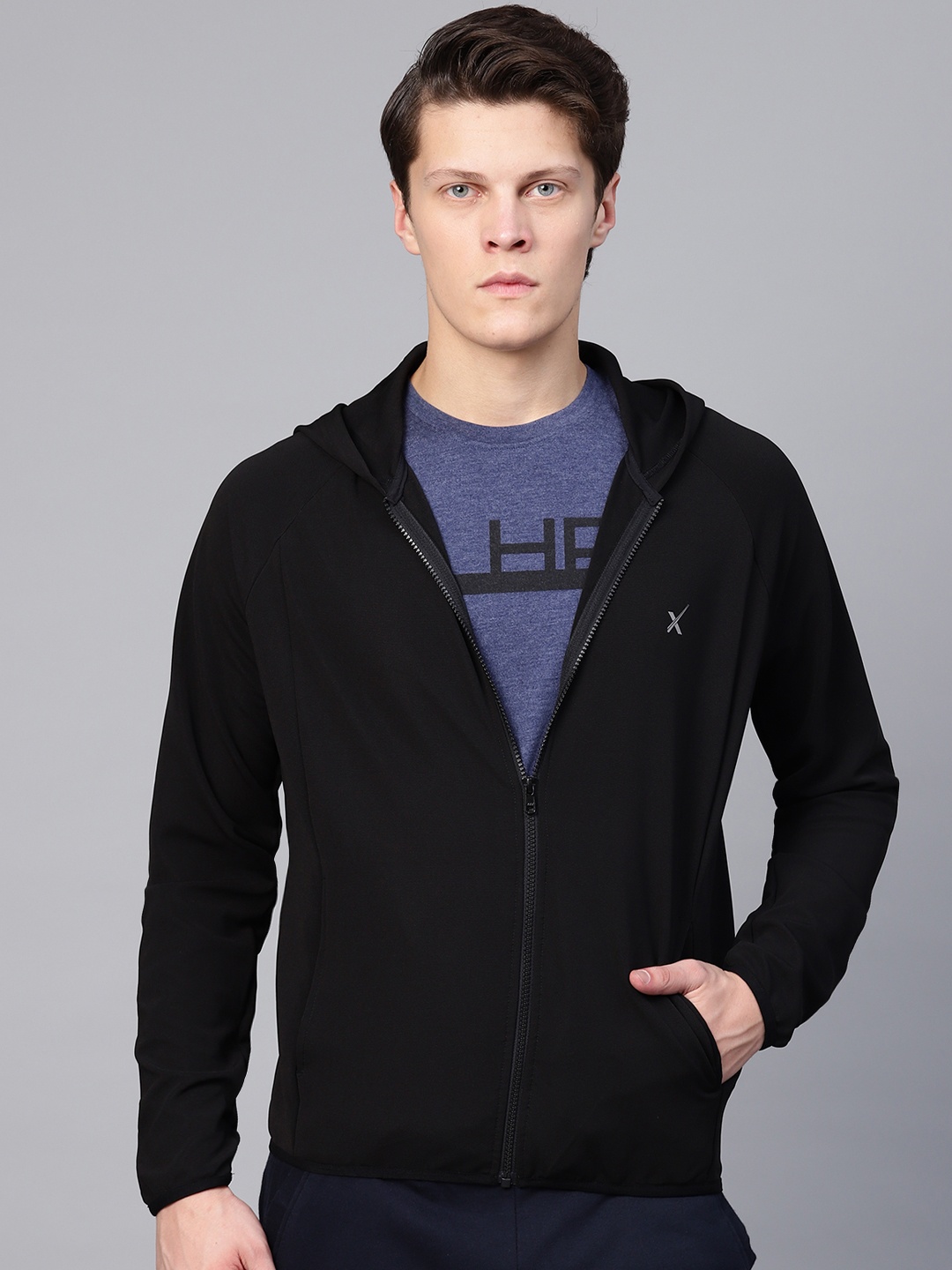 

HRX by Hrithik Roshan Men Black Solid Lifestyle Hooded Sporty Jacket