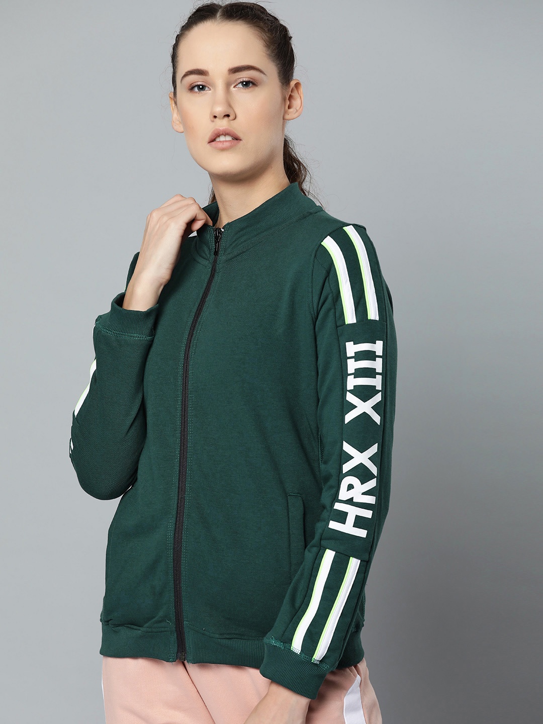 

HRX by Hrithik Roshan Women Green Solid Training Sweatshirt