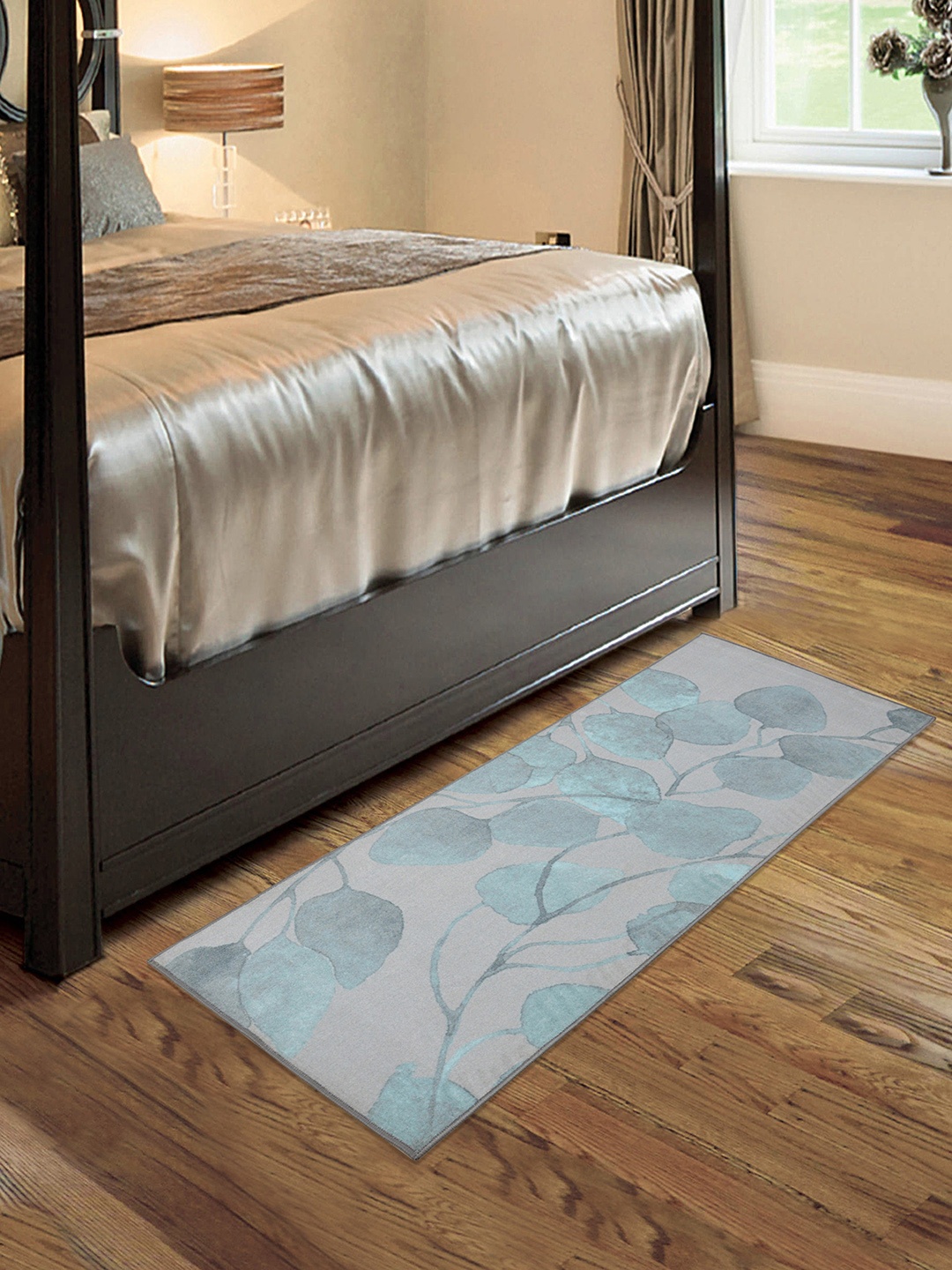 

RUGSMITH Turquoise Blue & Grey Premium Floral Pattern Runner