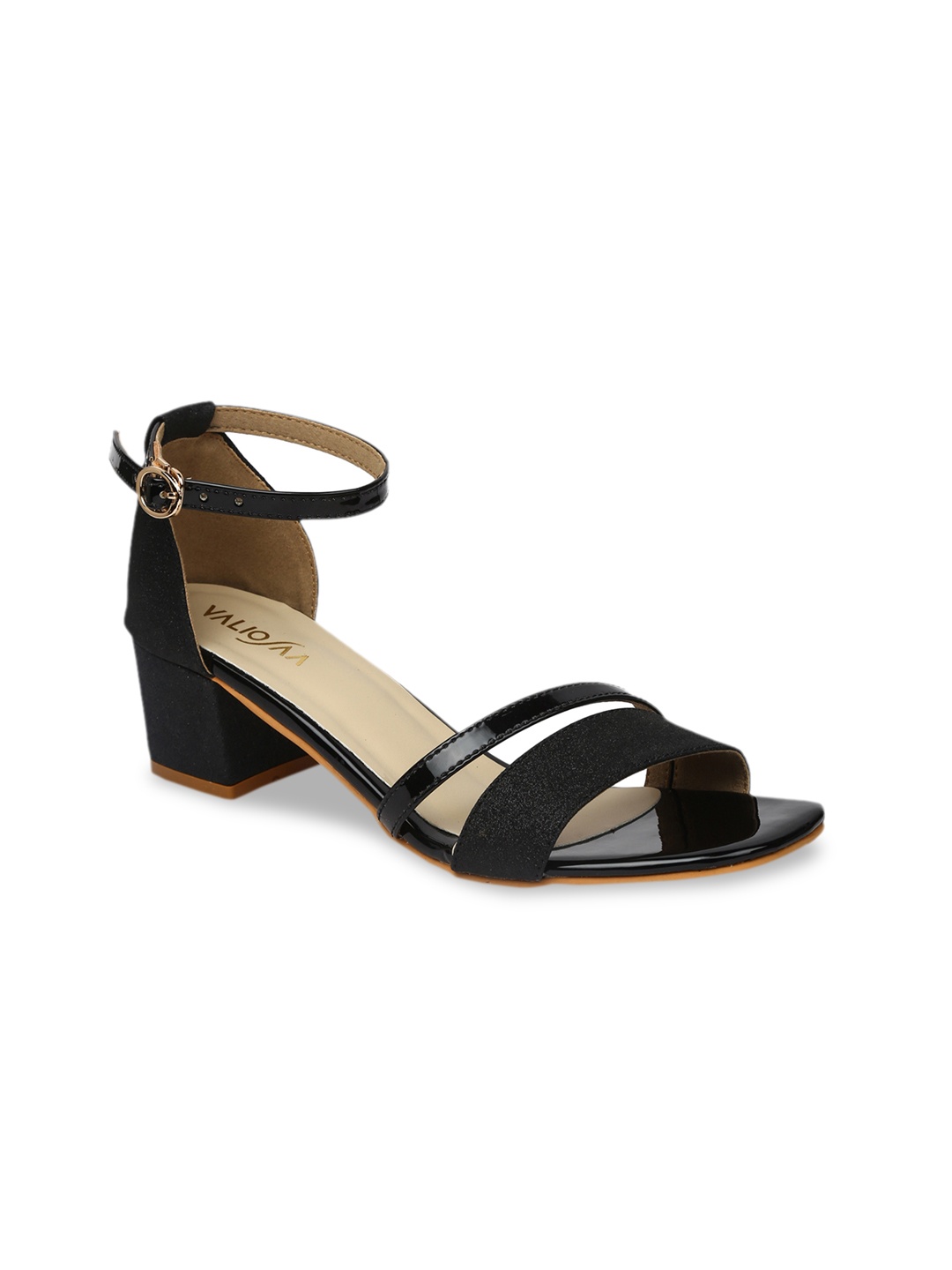 

VALIOSAA Women Black Solid Sandals