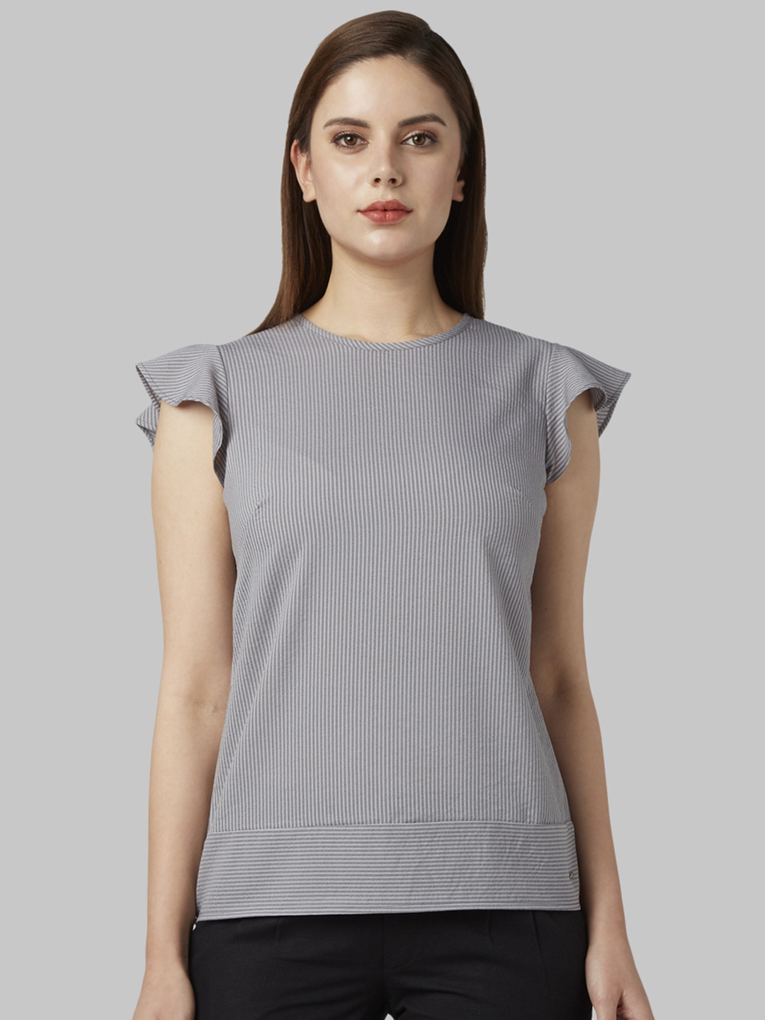 

Park Avenue Women Grey Striped Top