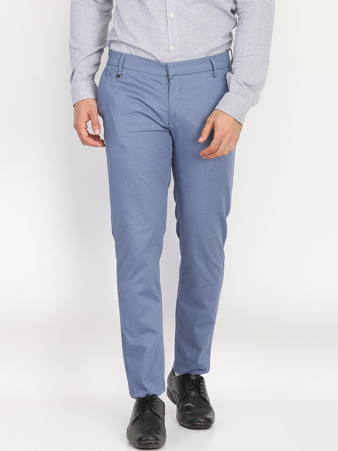 

Antony Morato Men Blue Slim Fit Self Design Formal Trousers