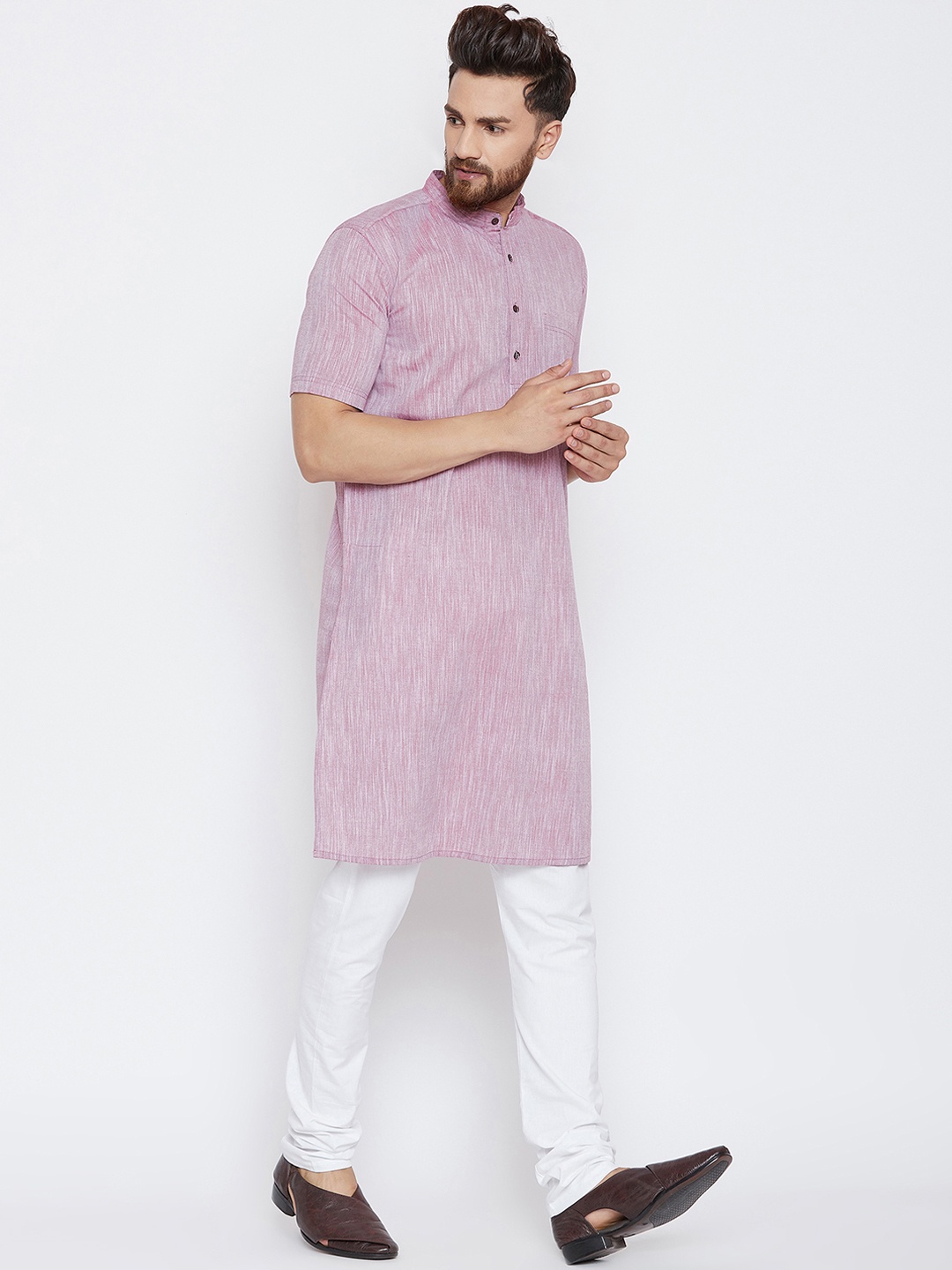 

even Men Red Solid Straight Kurta