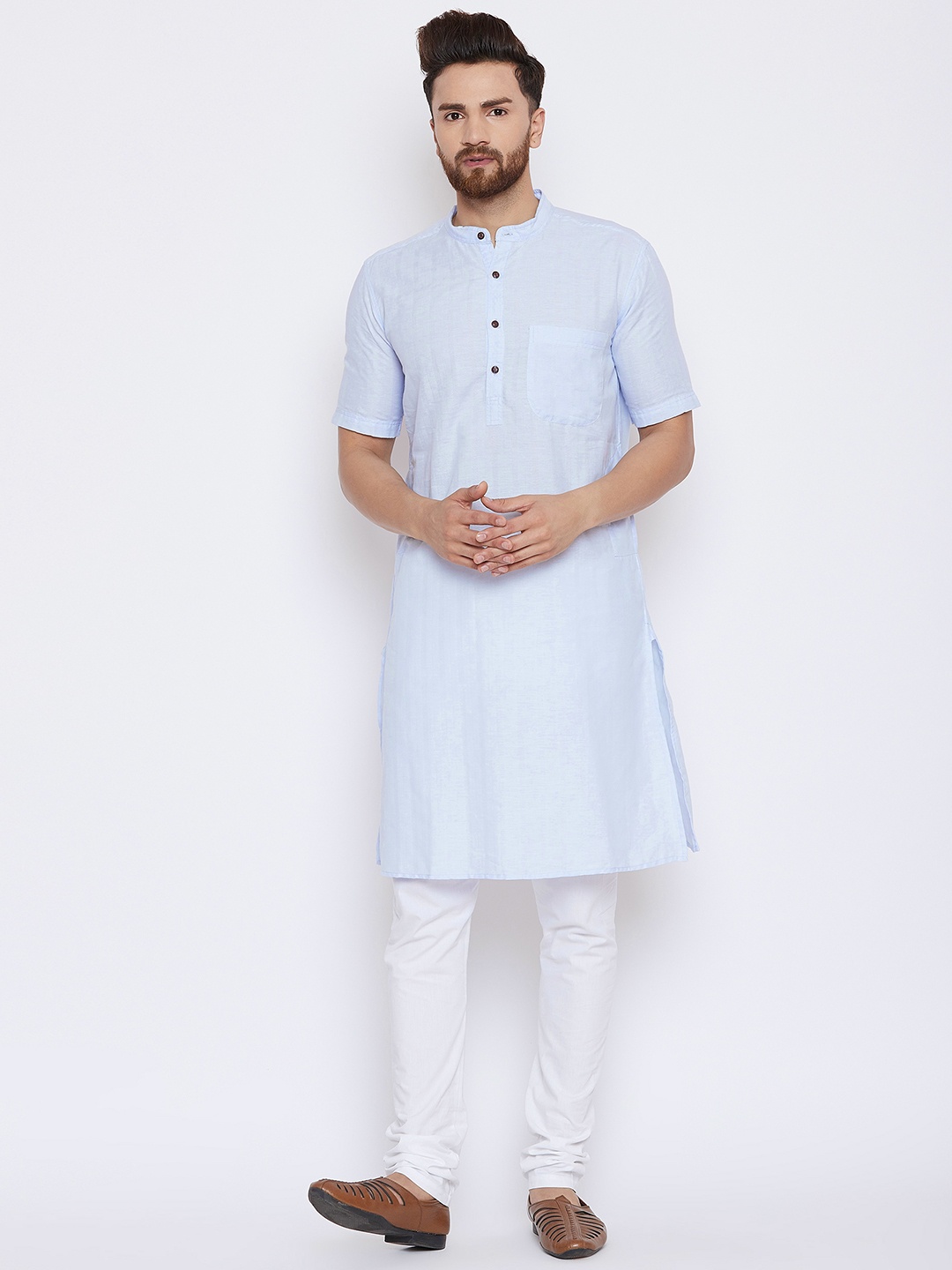

even Men Blue Striped Straight Kurta