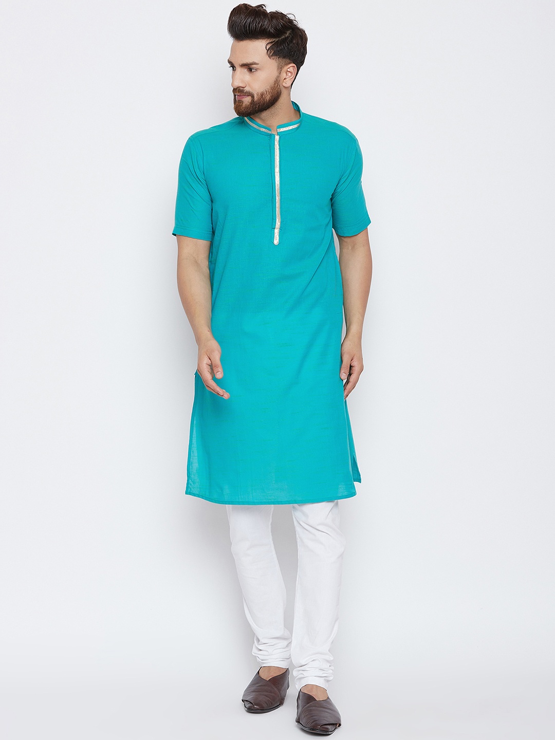 

even Men Blue Solid Straight Kurta