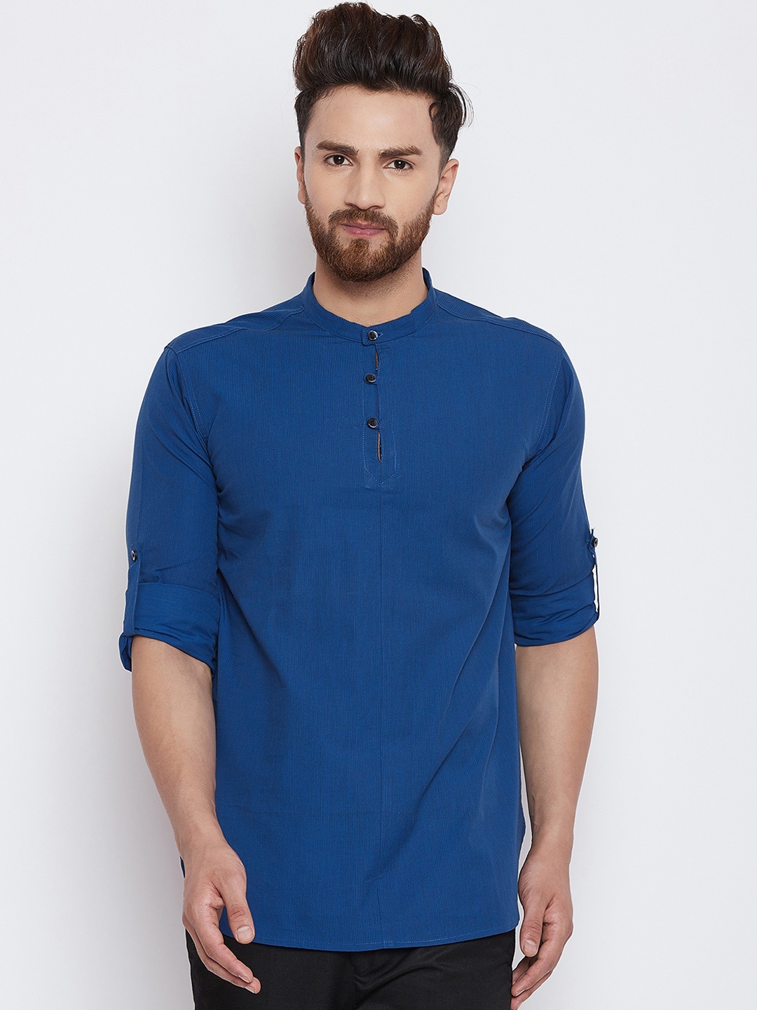 

even Men Blue Solid Straight Kurta