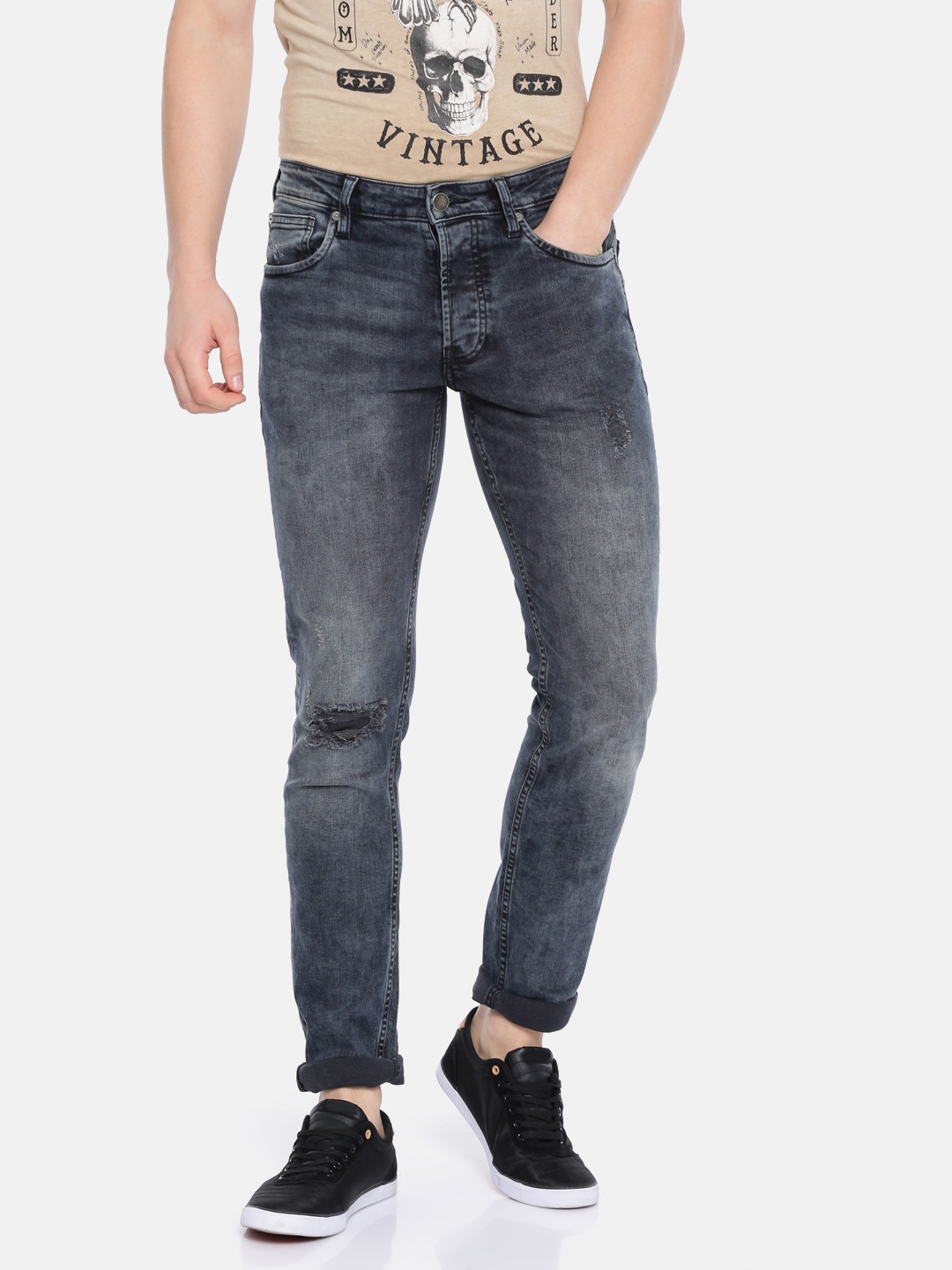 

Jack & Jones Men Blue Glenn Slim Fit Low-Rise Mildly Distressed Stretchable Jeans