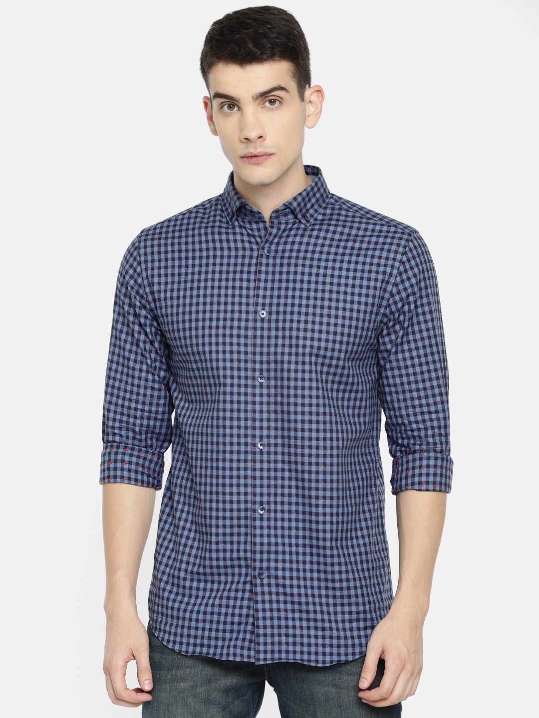 

Jack & Jones Men Blue Slim Fit Checked Casual Shirt