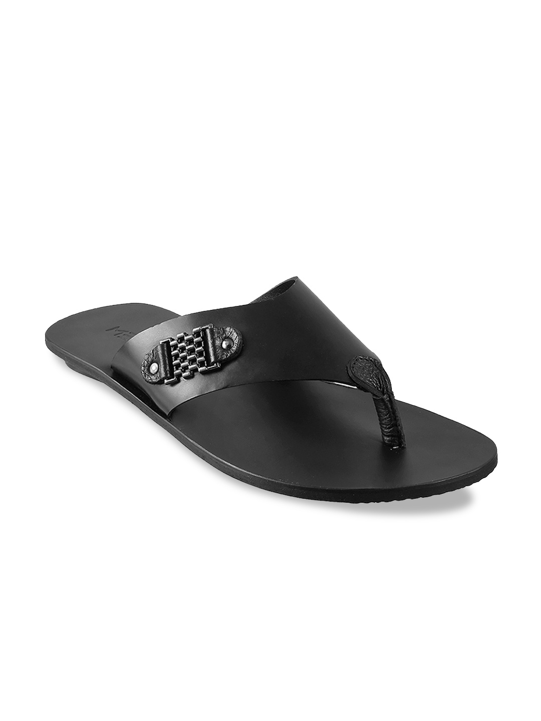 

Metro Men Black Leather Sandals
