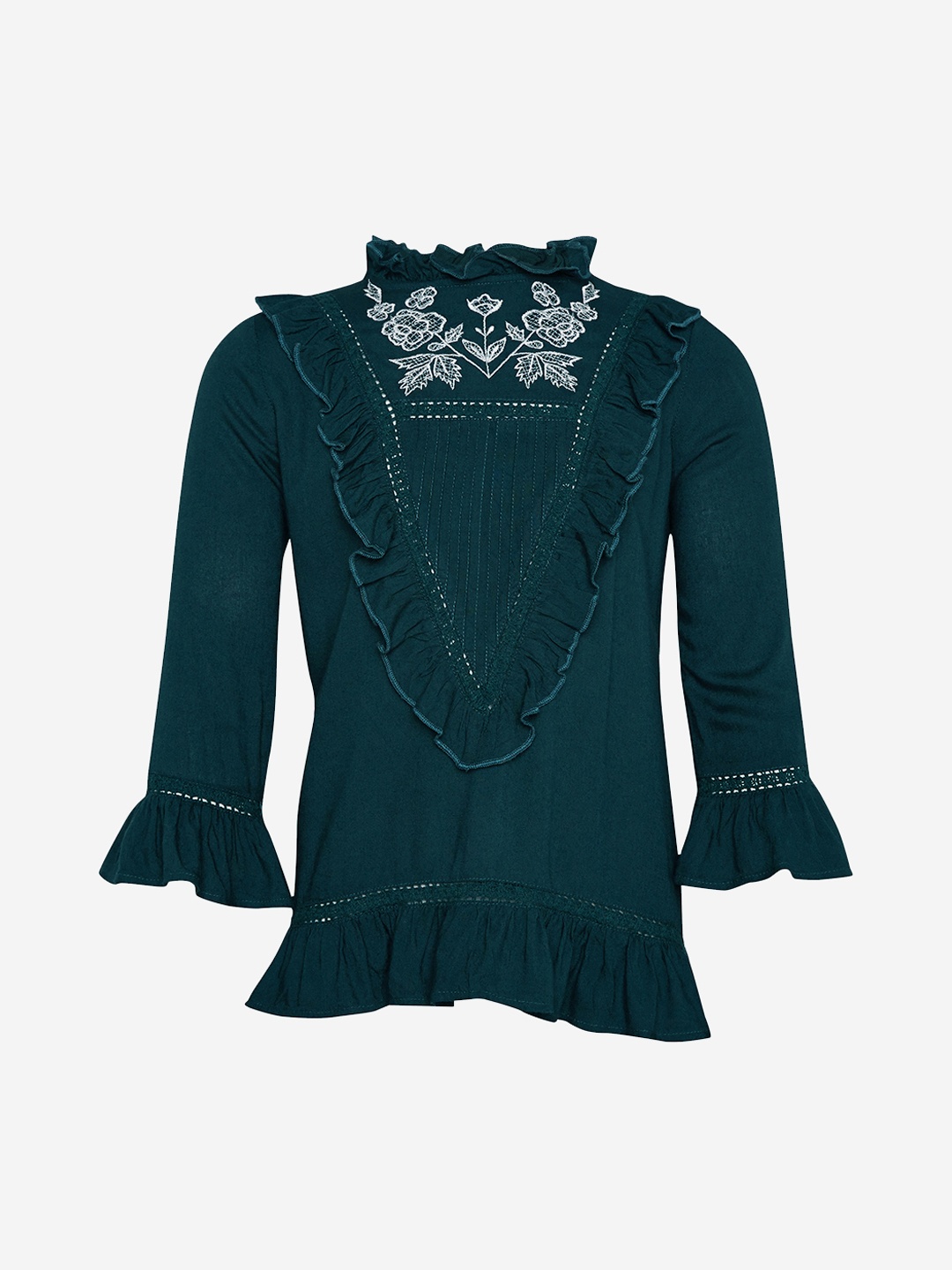 

Oxolloxo Girls Green Solid A-Line Top