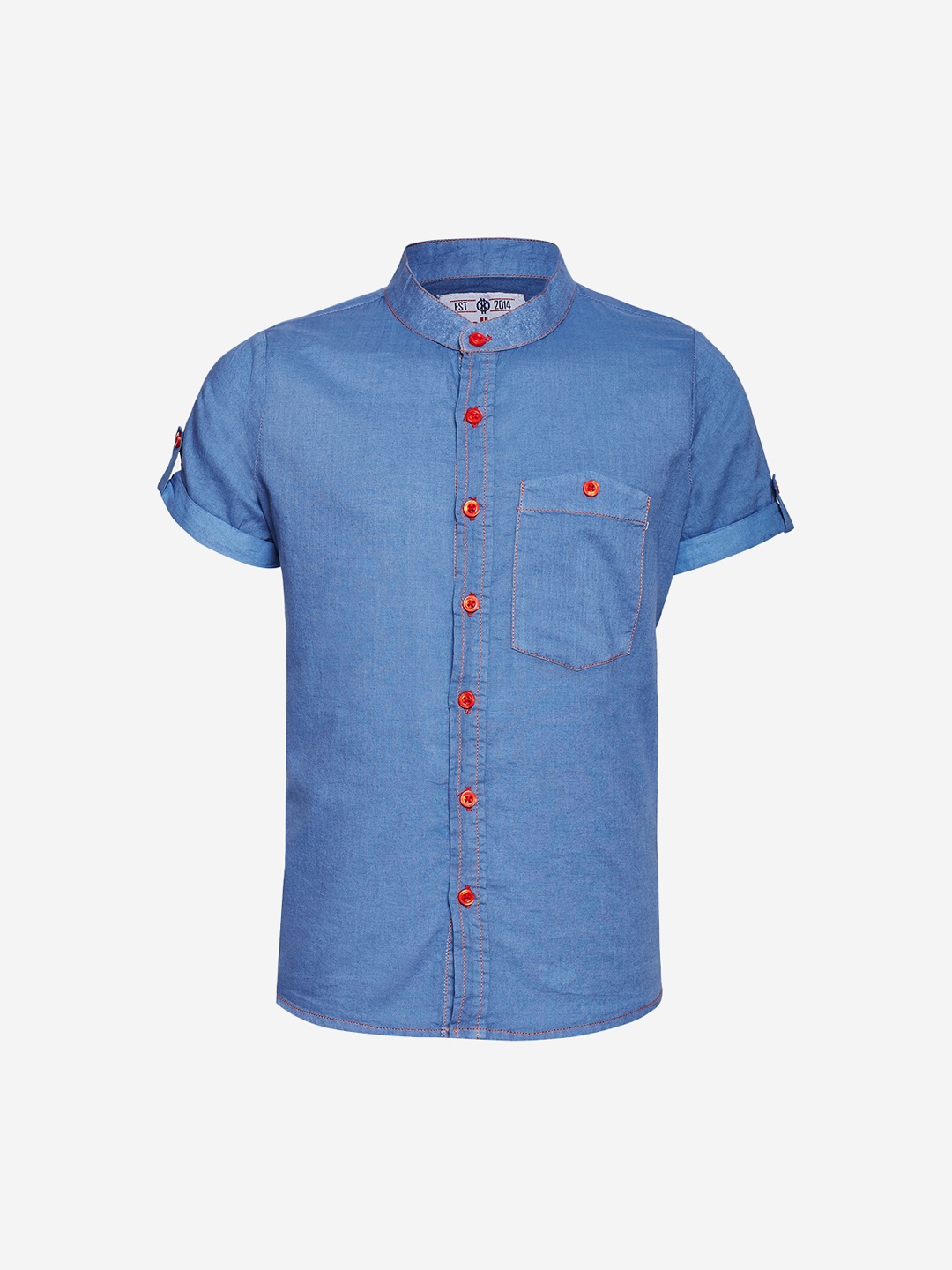 

Oxolloxo Boys Blue Regular Fit Solid Casual Shirt