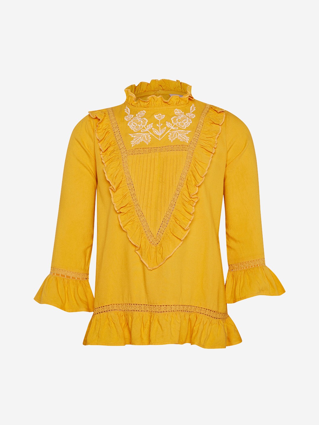 

Oxolloxo Girls Yellow Printed A-Line Top