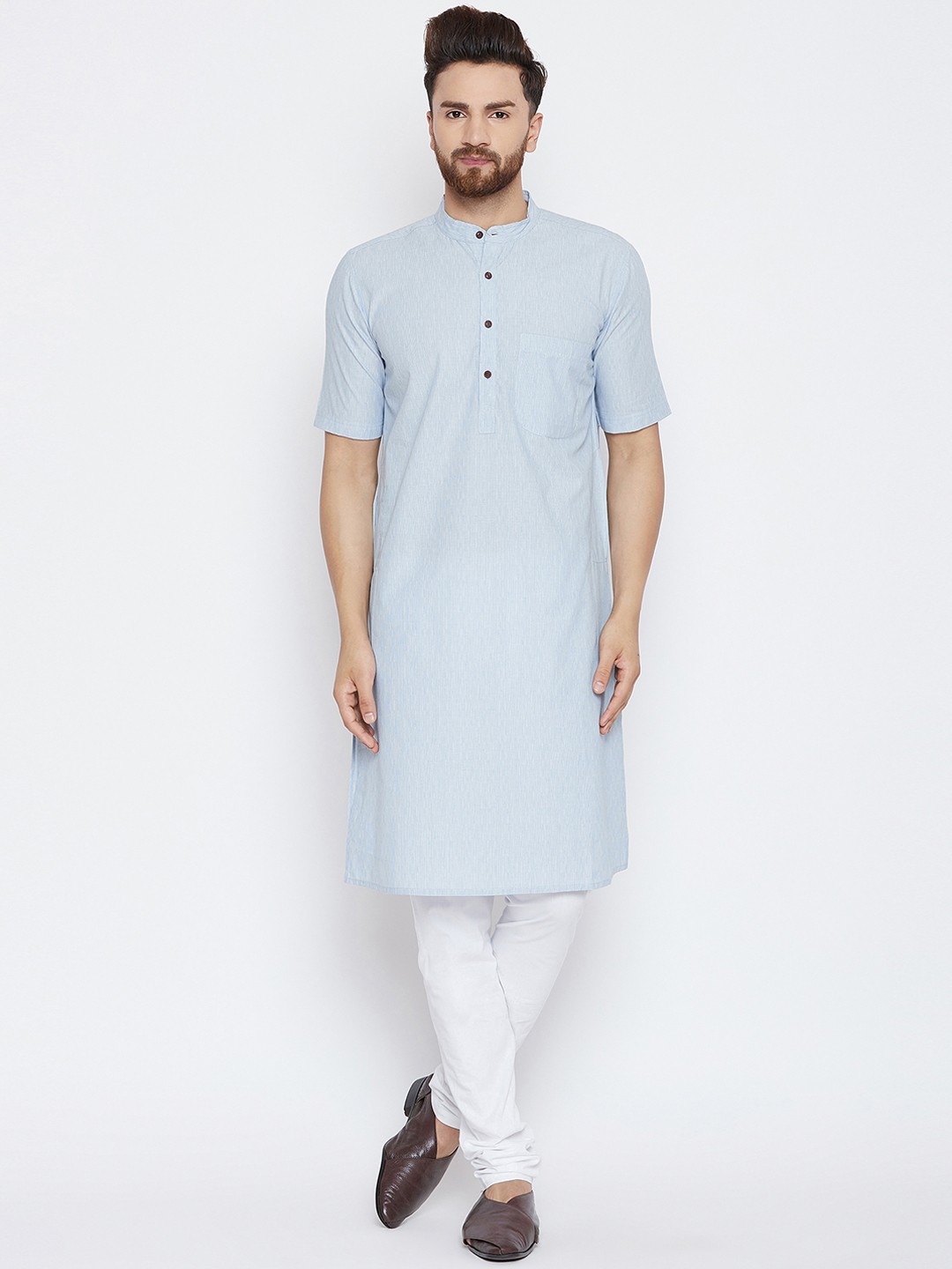 

even Men Blue Solid Straight Kurta