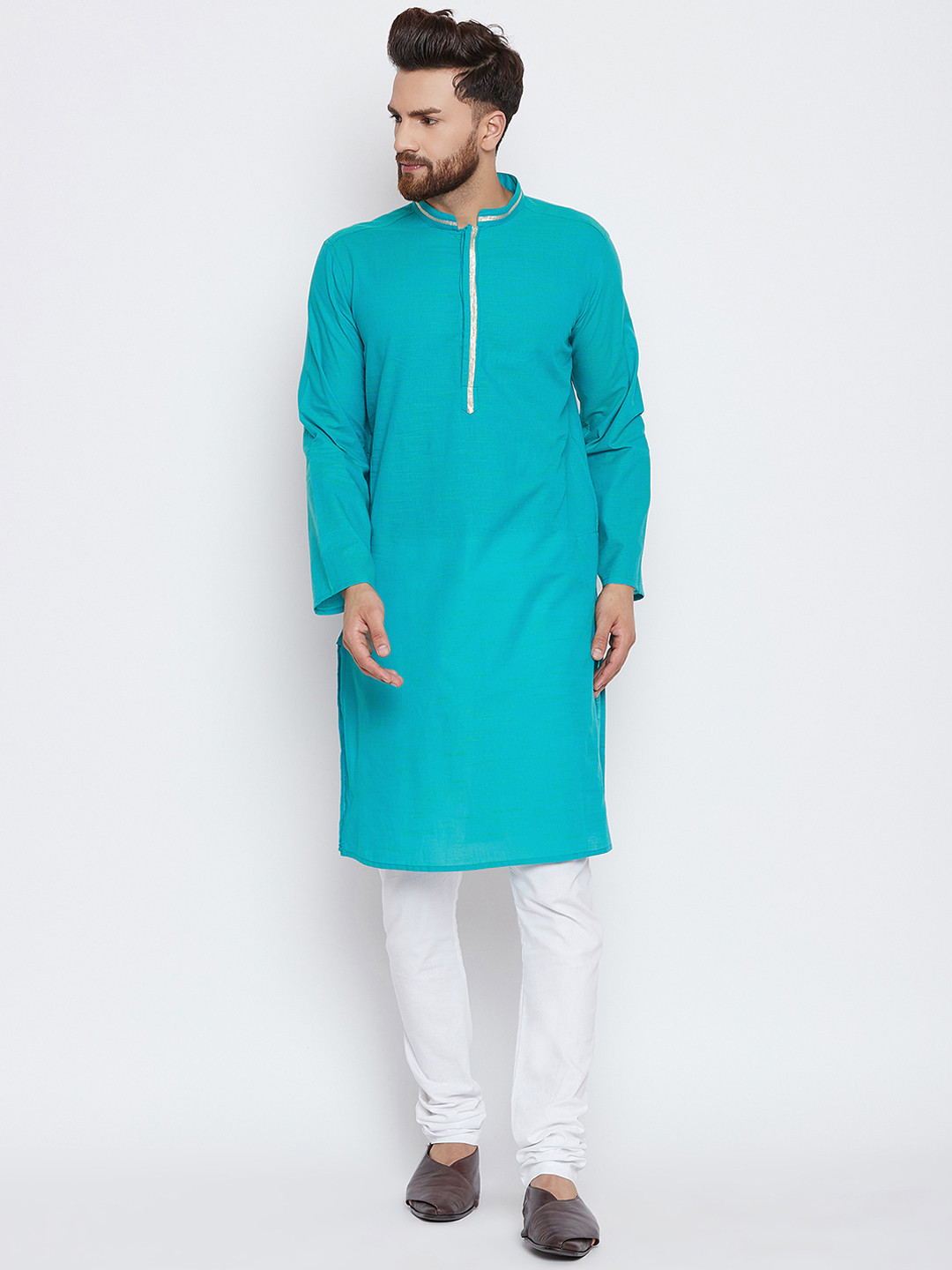 

even Men Blue Solid Straight Kurta