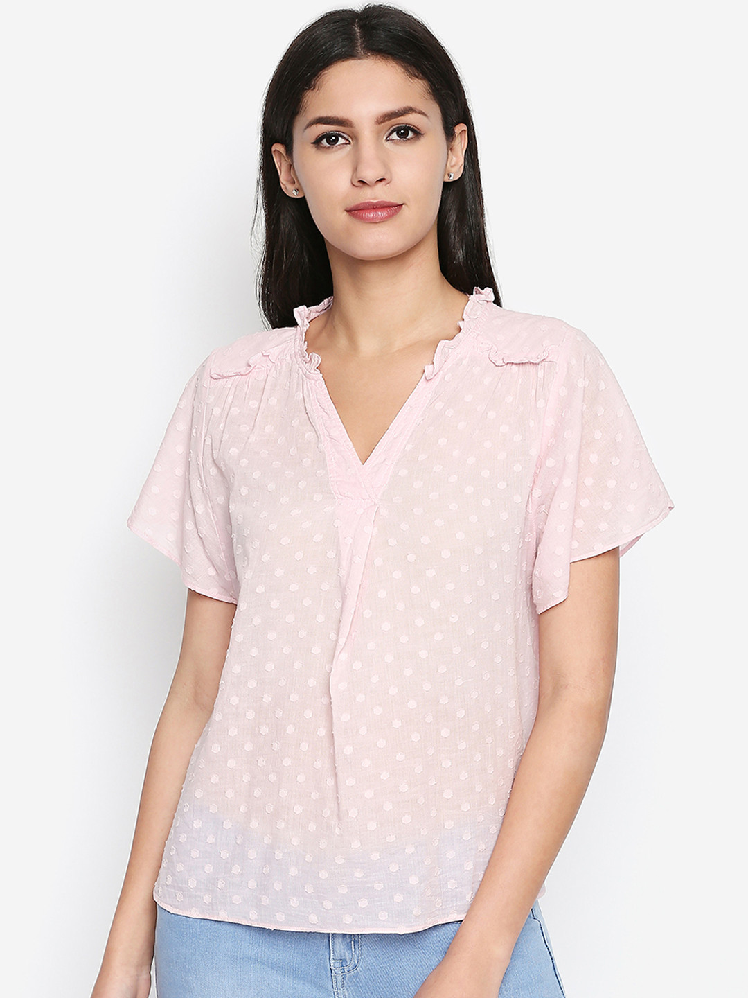 

Oxolloxo Women Pink Self Design Top