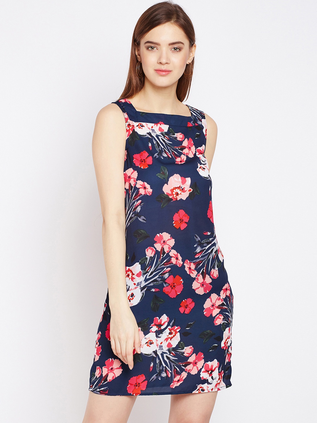 

Oxolloxo Women Navy Blue Printed Sheath Dress