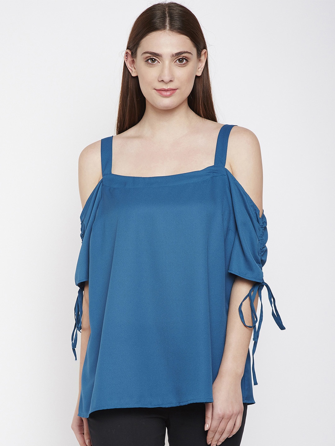 

Oxolloxo Women Blue Solid A-Line Top