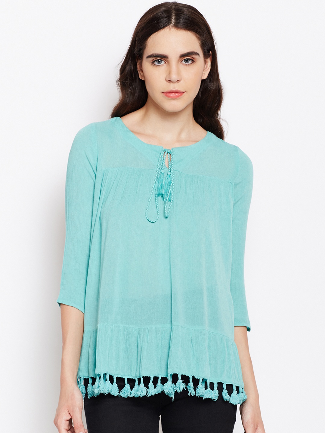 

Oxolloxo Women Sea Green Solid Top