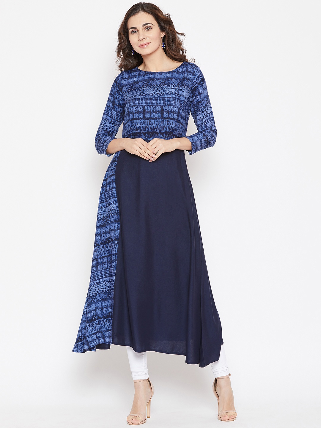 

Cottinfab Women Blue Printed Anarkali Kurta