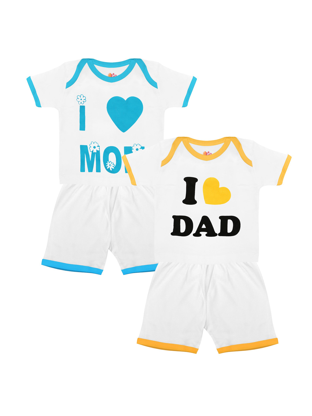 

Orange and Orchid Unisex Set of 2 Multicoloured Printed T-shirt with Shorts, Multi